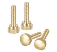 uxcell Lot de 4 vis moletées M5 x 20 mm en laiton avec boutons de fixation à l'épaule, ton laiton