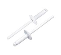 uxcell Lot de 50 rivets aveugles en aluminium de 1,6 cm x 1,27 cm, poignée en aluminium et mandrin en acier, rivets de fixation à grande bride pour métal, meubles, automobile, blanc