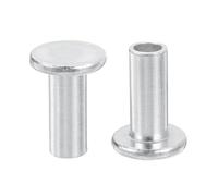 uxcell Lot de 50 rivets semi-tubulaires, 8 mm x 20 mm en aluminium à tête plate ronde et plate pour réparation industrielle et domestique, argenté