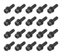 uxcell Lot de 50 vis à métaux M5 x 20 mm en acier carbone à tête cylindrique Phillips avec rondelle à ressort et rondelles unies