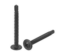 uxcell Lot de 50 vis autotaraudeuses à tête cruciforme #8 x 1-3/4 en acier au carbone auto-perceuses à tête plate haute résistance pour bois, métal, plastique, noir