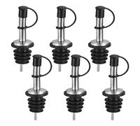 uxcell Lot de 6 becs verseurs d'huile d'olive en acier inoxydable de 90 mm avec bouchons anti-poussière en caoutchouc, becs verseurs pour vin, vinaigre, la plupart des bouteilles d'alcool (noir)