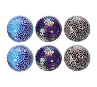 uxcell Lot de 6 boules décoratives en verre de 6,9 cm pour centre de table, boules en verre mosaïque pour décoration de bols, vases, table à manger, fête, violet, bleu, marron