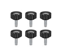 uxcell Lot de 6 boutons de serrage moletés M4 x 10 mm métriques en acier au carbone plaqué zinc filetage mâle à vis moletée de type 16 mm à tête ronde filetée à main Noir