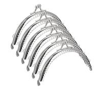 uxcell Lot de 6 cadres de sac à main en métal de 10,5 cm avec fermoir à verrou en relief pour pièces de monnaie, couture, fabrication de sacs, loisirs créatifs, ton argenté