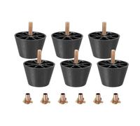uxcell Lot de 6 pieds de meubles en plastique avec boulons de suspension M8 pour chaise, canapé, commode, armoire, lit, 6 x 4 cm, noir