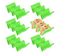 uxcell Lot de 6 supports à tacos creux en plastique pouvant contenir 3 assiettes souples et rigides pour fournitures de fête, passent au lave-vaisselle et au micro-ondes, vert