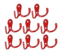uxcell Lot de 8 crochets muraux en alliage de zinc à double broche rétro pour suspendre serviette, manteau, sac à dos, vêtements, écharpe, clés, chapeau, tasse (rouge)