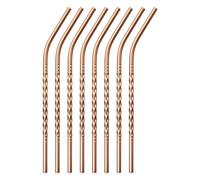 uxcell Lot de 8 pailles en métal réutilisables, 21 cm de long, 0,6 cm de diamètre, pailles filetées courbées pour thé glacé (doré)