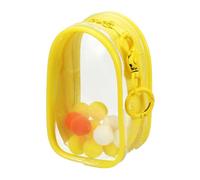 uxcell Mini pochette transparente de 10,2 cm pour pièces de monnaie avec porte-clés et pompons pour affichage de poupées (ovale, jaune)