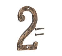 uxcell Numéros de maison et lettres de 15,2 cm en fonte vintage pour extérieur, numéro de maison solide avec vis pour appartement, bureau, hôtel, chambre (numéro 2, noir et doré)