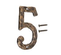 uxcell Numéros de maison et lettres de 15,2 cm en fonte vintage pour extérieur, numéro de maison solide avec vis pour appartement, bureau, hôtel, chambre (numéro 5, noir et doré)