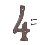 uxcell Numéros de maison et lettres de 15,2 cm en fonte vintage pour extérieur, numéro de maison solide avec vis pour appartement, bureau, hôtel, chambre (numéro 4, marron)