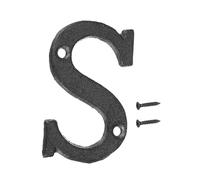 uxcell Numéros et lettres de maison en fonte de 7,6 cm - Lettres d'adresse vintage pour extérieur, numéro de maison solide avec vis pour appartement, bureau, hôtel, chambre (lettre S)