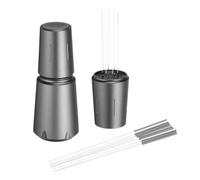 uxcell Outils de distribution expresso, distributeur de café en acier inoxydable à 8 broches avec 10 aiguilles supplémentaires et support rond pour mélangeur à expresso, gris