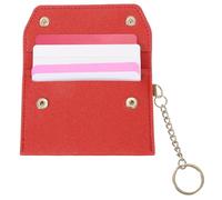 uxcell Porte-cartes de crédit en cuir, portefeuille de poche fin avec porte-clés amovible, organiseur de cartes à double pression pour cartes d'identité, Rouge, Moderne