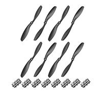 uxcell RC Hélices CW CCW 8045 20,3 x 11,4 cm 2 ailettes fixes pour avion, nylon noir, 4 paires avec anneaux adaptateurs