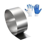 uxcell Rouleau de panneaux de toit en acier inoxydable de 0,5 mm imperméable avec gants anti-coupures pour réparation de maison, toit clignotant, étanchéité de fenêtres et portes - 7,9 cm x 1 m