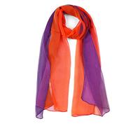 uxcell sourcing map Long Chiffon Poids léger Pente Couleur Écharpe Femmes Orange/violet Taille unique