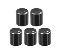 uxcell Sourcingmap Lot de 5 boutons de potentiomètre moletés en aluminium Noir Diamètre de l'axe 6 mm Bouton rotatif 10 x 10 mm