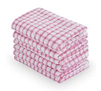 Uxcell Sourcingmap Lot de 6 torchons de Cuisine en Coton gaufré, absorbants l'eau, lavables et réutilisables, 38 x 27 cm, Rose - Taille S