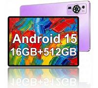 UXD Tablette Android 15 25,4 cm avec clavier et souris, 16 Go de RAM, 512 Go de ROM, Octa-Core, 4G LTE double SIM WiFi, batterie 8000 mAh, GPS, tablette PC avec étude, jeux vidéo Violet