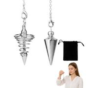 UXEWKL Lot de 2 Pendules Divinatoires en Alliage Argenté, Sac en Peluche Doublé Inclus, Outils de Géobiologie & Résonance Énergétique pour Pratiques Reiki et Méditation Profonde