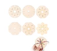 UXEWKL Support bracelet bresilien, cadre de tissage pour bracelet, 6 disques bois ronds, base stable qui bloque les cordons pour un tissage fluide et créations enfant sécurisées