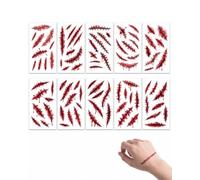 UXEWKL Tatouages Cicatrices Halloween Réalistes Lot de 10 Feuilles - Effet 3D Imperméable & Sans Résidu - Transformation Instantanée pour Cosplay Zombie, Carnaval & Fêtes Nocturnes