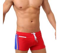 UXH Maillot de bain push-up rembourré pour homme avec poche rembourrée et short de plage, Rouge, Medium