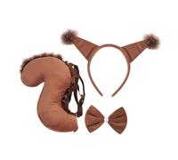 UxicRuya 3 Pièces Set de Costume D'Écureuil avec Oreilles Queue et Nœud Papillon D'Accessoires Amusants En Tissu Facile à Porter Convenable pour Fête, CafÉ