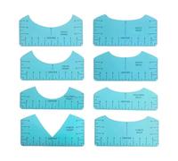 UxicRuya 8 Pièces Guide de Placement T-Shirt Centreur Alignement Avant Arrière PVC Règle Création Textile DIY Outil Positionnement Cou Adapté à La, Bleu