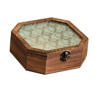 UxicRuya Boîte de Rangement en Bois Coffret à Bijoux Organisateur de Bureau avec Couvercle Ancien Adapté pour La Décoration Intérieure et Les Cadeaux, 17x17x5.8cm