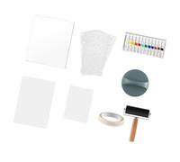 UxicRuya Gel Printing Plate Kit Monoprinting Complet avec Pochoirs Rouleau Gel Board et Papiers Facile à Nettoyer Adapté pour Créations Artistiques Scrapbookin, Style A