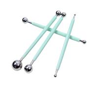 UxicRuya Lot de 4 stylets à bille pour décoration de gâteaux en pâte polymère, bâtonnets, mandala, boules métalliques à double extrémité, Vert