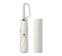 UxicRuya Parapluie pliant manuel, parapluie de compact pour la pluie avec anneaux et boucle pour la plage, Blanc
