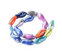 UxicRuya Perle Céramique Strand Perles Animaux Poisson Porcelaine Fournitures Créatives Espaces Brillants Double Face Multicolore Convient Création Bijoux Pers
