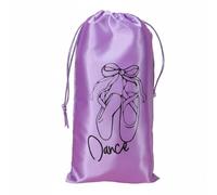 UxicRuya Pochette Satin Danse Sac Ballet avec Fermeture Double Satin Douce Impression Chaussures Souple pour Protéger Souliers et Objets Adaptée à Organisation, Violet, Satiné