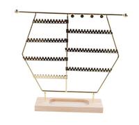 UxicRuya Porte-Bijoux Élégant en Métal et Bois pour Étagère à Boucles d'oreilles Pendantes Bracelets et Pendentifs Organisateur Pratique Adapté Aux Cadeaux et, Or