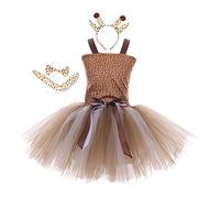 UxicRuya Robe de Fête D'anniversaire de Noël pour Bébé Fille, Girafe de Renne, Costume Fantaisie Cosplay avec Bandeau, L