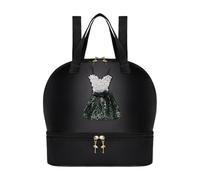 UxicRuya Sac Ballet Danse Sac à Dos Fille Compartiment Chaussures Embroidery Nylon Doux Fermeture Sécurisée Bretelles Réglables Adapté Aux Danse Gym, Noir