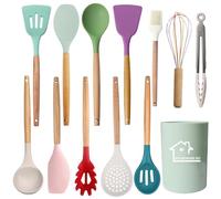 UXIYI Ensemble d'ustensiles de cuisine en silicone, 13 pièces, ustensiles de cuisine en silicone, ustensiles de cuisine avec support pour la cuisine, antiadhésif, résistant à la chaleur