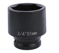 Uxney 51mm Douille hexagonale ，3/4 pouces 6 points standard noix à choc en acier allié au chrome molybdène, métrique