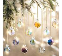 UXORSN 12 Pcs Boules de Noel 22 mm Décorations Sapin de Noël Boule de Cristal Suncatcher Attrape Soleil Pendentifs Arcenciel Boule de Prisme Suspension Lustre Feng Shui pour Noel Sapin Fenêtre Jardin