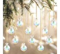 UXORSN 12 Pcs Boules de Noel 22 mm Décorations Sapin de Noël Boule de Cristal Suncatcher Attrape Soleil Pendentifs Arcenciel Boule de Prisme Suspension Lustre Feng Shui pour Noel Sapin Fenêtre Jardin