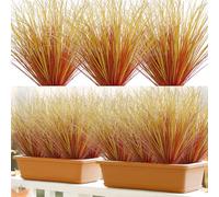 UXORSN 24 Pièces Plantes Artificielles Extérieur 51cm Haut Herbes Artificielle UV Résistant Arbustes Artificiels Tiges de Verdure Fausse Plante pour Exterieur Jardin Maison Décoration, Rouge Automne