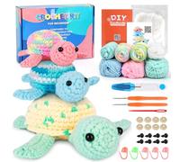 UXORSN Kits de Crochet pour Débutants Complet Lot de 3 Tortues Famille Accessoires de Crochet Kit Tricot Debutant Adulte Animaux Cadeaux Tricotin Artisanat Crochet Set Outils Avec Tutoriels Vidéo