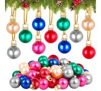 UXORSN Lot de 66 Mini Boules de Noël 16 mm Paillettes Decoration Sapin de Noel 6 Couleurs Boule de Noel Ornement à Suspendre en Plastique Incassables pour Vacances Décor Sapin de Noël Pâque Mariage