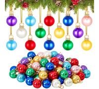 UXORSN Lot de 72 Mini Boules de Noël 16 mm Paillettes Decoration Sapin de Noel 8 Couleurs Boule de Noel Ornement à Suspendre en Plastique Incassables pour Vacances Décor Sapin de Noël Pâque Mariage