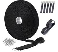 Uxreoib Serre-câbles - 10 m - Découpable librement - Sangle d'extérieur - Refermable - Pour organiser les câbles, tuyaux, cordons (2,5 x 10 m)